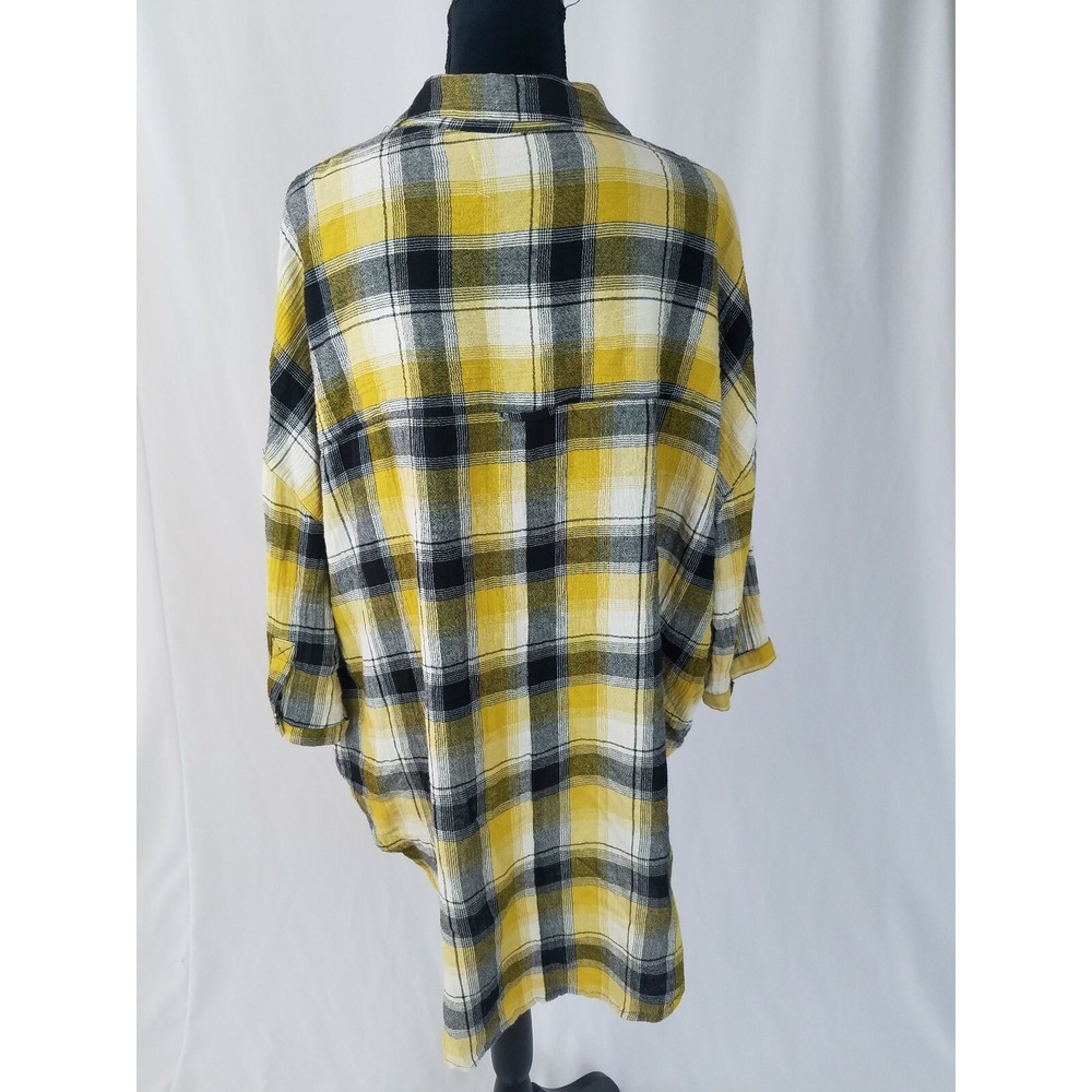 Maeve Anthropologie women M/L oversize plaid shirt 3/4 sleeve - Picture 6 of 7